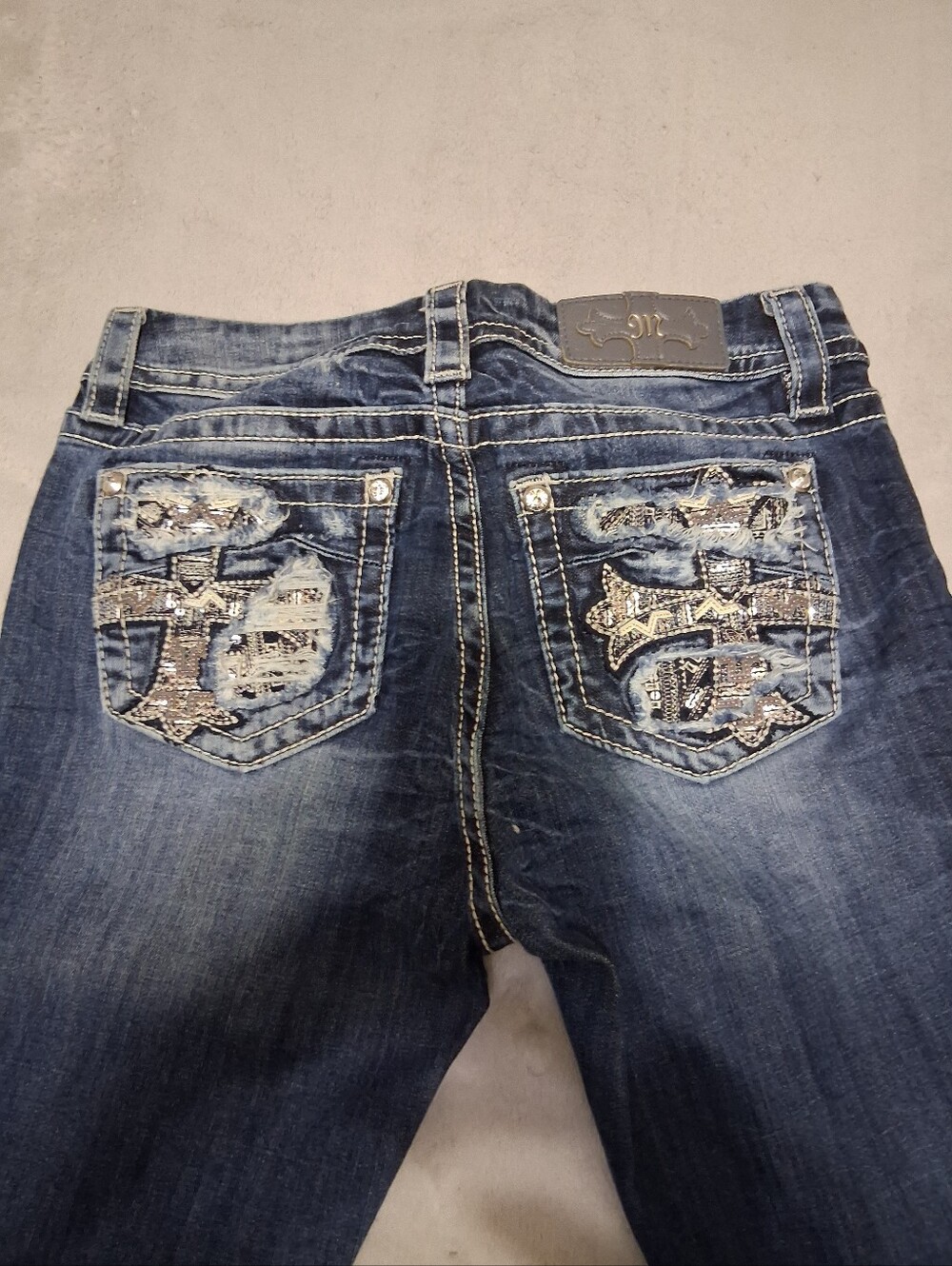 MISS ME Dark Blue Embellished Pocket Jeans size 27